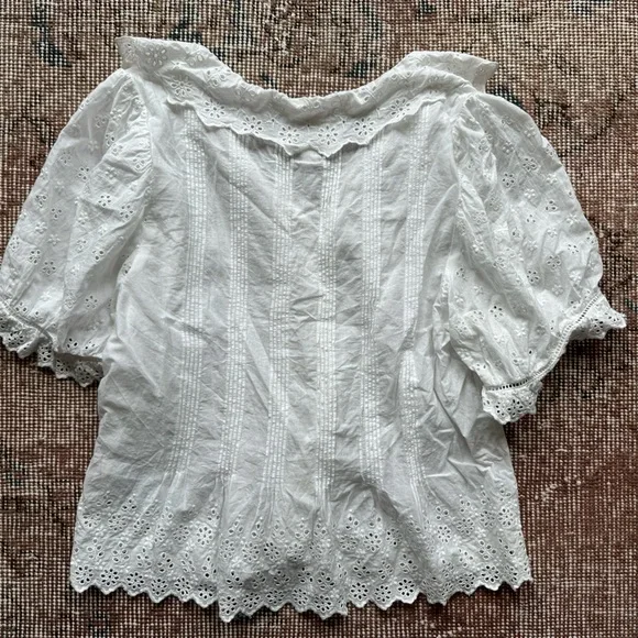Doen x GAP White Eyelet Blouse sz S - Picture 5 of 6